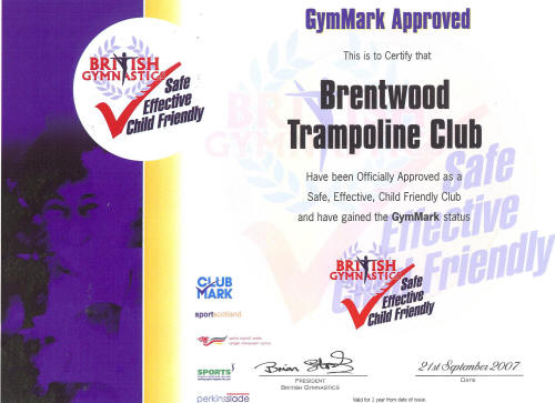 GymMark Accreditation certificate