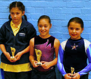 Ellie Clarke (centre) with winners trophy