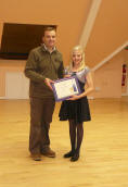 Susanna Badley receiving Jack Petchey from Steven Nicholls