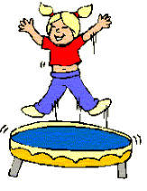 Cartoon of child bouncing on a trampoline